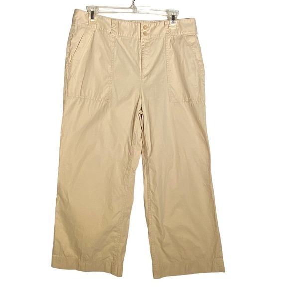 Lauren Ralph Lauren Pants - Lauren Ralph Lauren Utility Wide Leg Cropped Pants Beige Womens Sz 10 Cotton